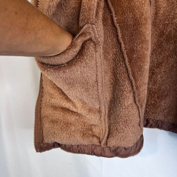 Gerry Brown Fuzzy Hooded Full Zip Sweater Jacket Zip Pockets Size Small - Picture 9 of 13